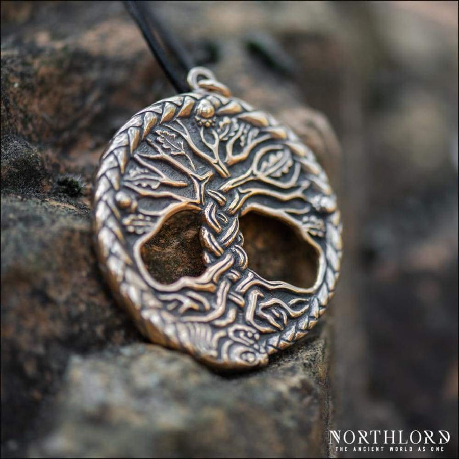 Large Yggdrasil Pendant With Jormungandr Bronze - Northlord