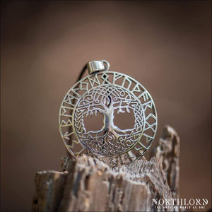 Large Yggdrasil Pendant With Runes Sterling Silver - Northlord