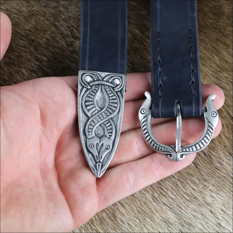 Leather Viking Belt Borre Beast Black - Northlord