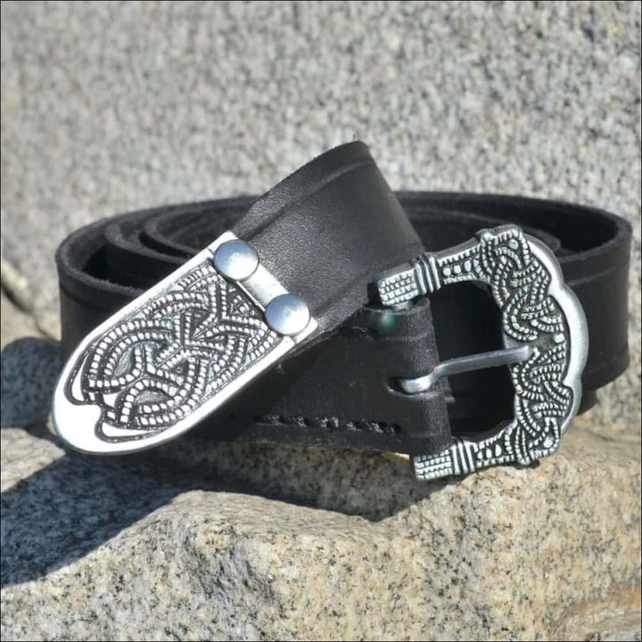 Leather Viking Belt with Brass Buckle - Viking Clothing Accessories