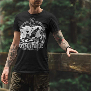 Men’s Viking T-shirt With Drakkar Valholl Black - Northlord