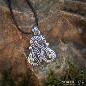 Midgard Serpent Pendant Urnes Silvered Bronze - Northlord