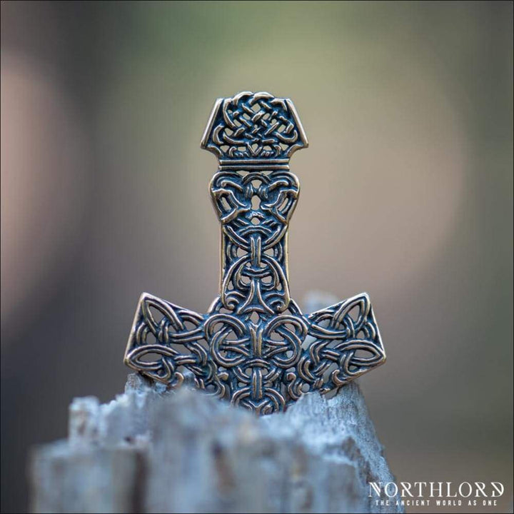 Mjolnir Pendant With Knots Bronze - Northlord