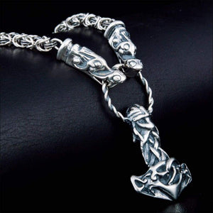 Mjolnir and Viking King Chain Set Sterling Silver - Northlord-VK