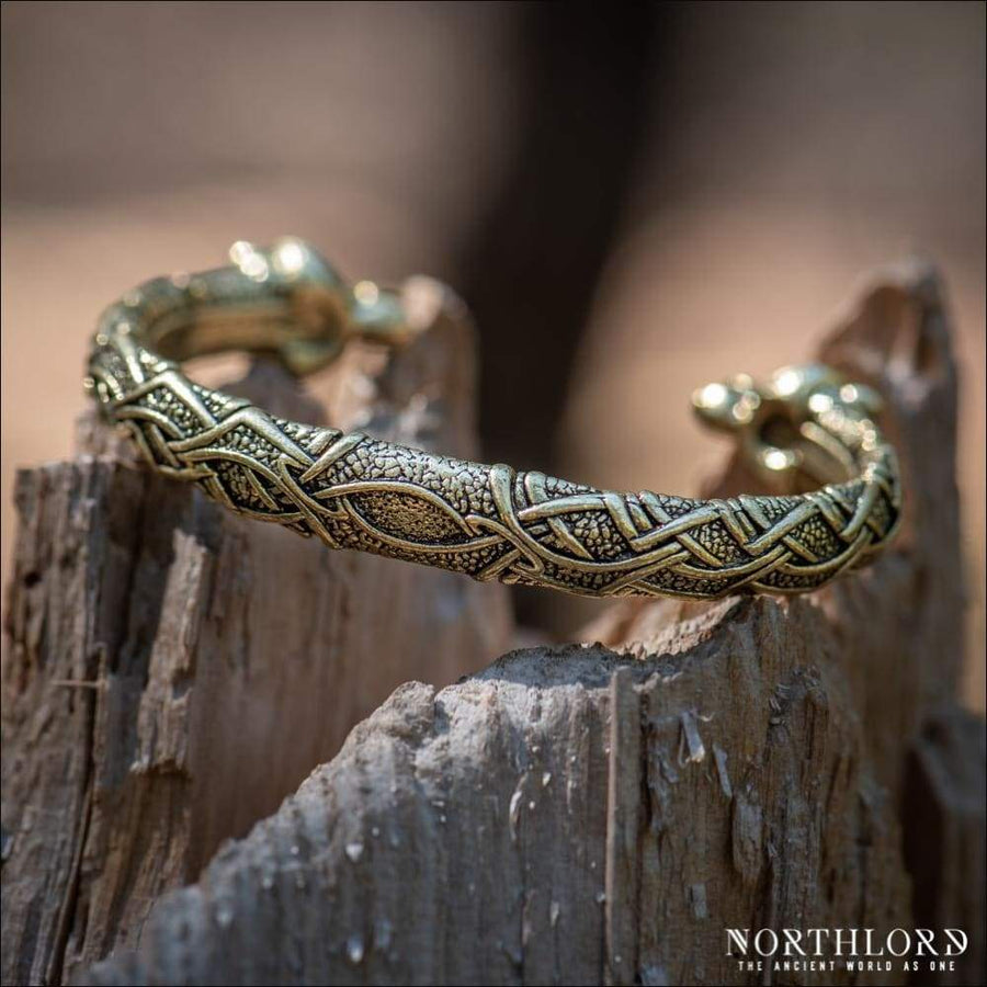 Modern Viking Armring With Bear Heads Bronze - Northlord