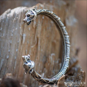 Modern Viking Armring With Bear Heads - Northlord