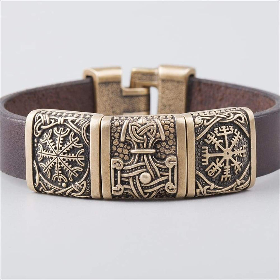 Modern Viking Bracelet With Mjolnir Bead Bronze - Northlord-PK