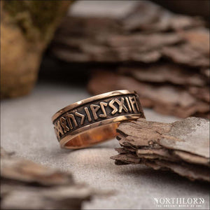 Norse Band Ring With Runes Bronze - Northlord