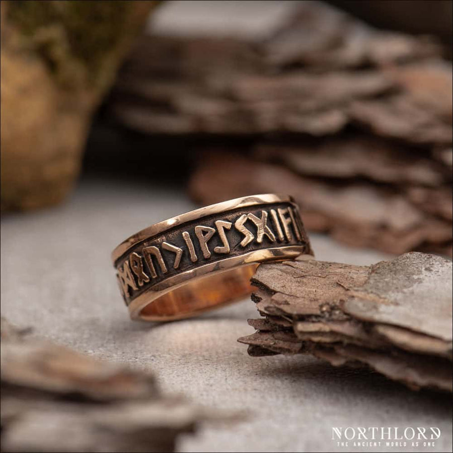 Norse Band Ring With Runes Bronze - Northlord