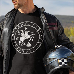 Odin Riding Sleipnir Men’s T-shirt Black - Northlord