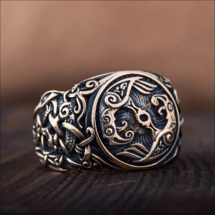 Odin’s Ravens Ring With Mammen Art Bronze - Northlord-VK