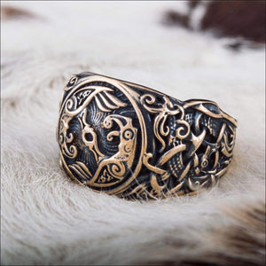 Odin’s Ravens Ring With Mammen Art Bronze - Northlord-VK