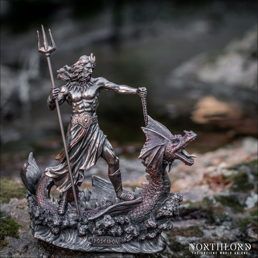 Poseidon On Dragon Statuette Bronze - Northlord