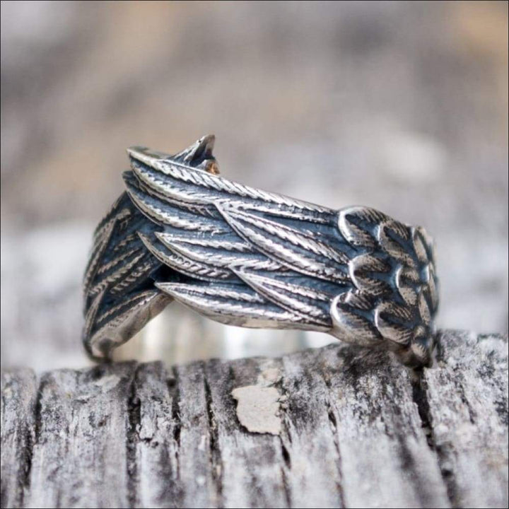 Raven Feathers Ring Sterling Silver - Northlord-VK