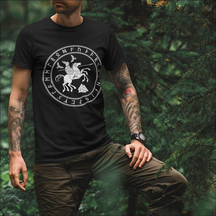 Odin Riding Sleipnir Men’s T-shirt Black - Northlord