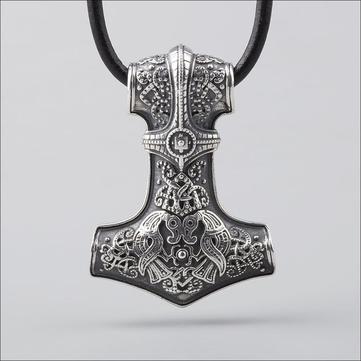 Ringerike Thor’s Hammer Pendant With Ravens Sterling Silver - Northlord - PK