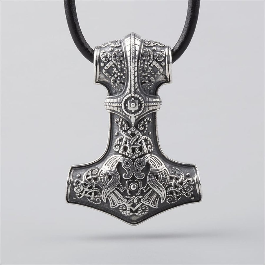 Ringerike Thor’s Hammer Pendant With Ravens Sterling Silver - Northlord-PK