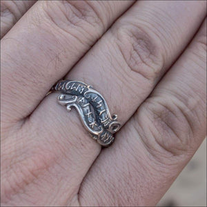 Serpent Ring With Runes Ouroboros Sterling Silver - Northlord-VK