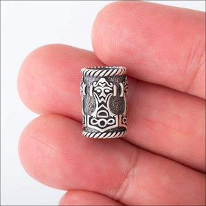 Silver Beard Bead With Thor’s Hammer and Odin - Northlord