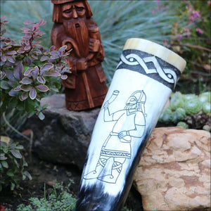 SKAL Viking Drinking Horn Carved - Northlord