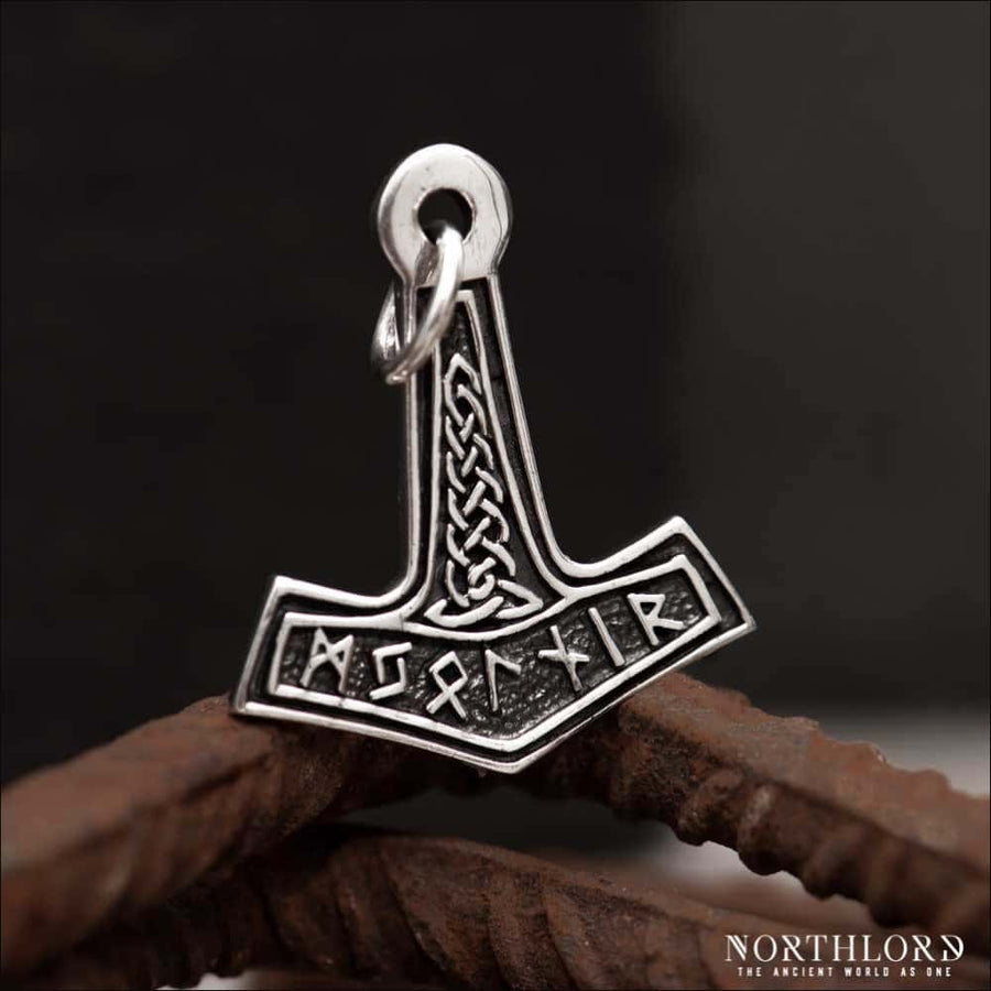 Small Thor’s Hammer Pendant With Runes Sterling Silver - Northlord