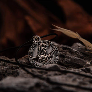 Spartan Warrior Pendant With Meander Pattern Sterling Silver - Northlord