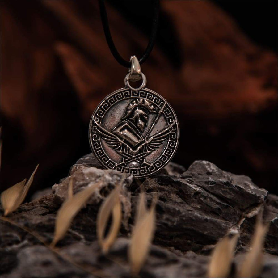 Spartan Warrior Pendant With Meander Pattern Sterling Silver - Northlord