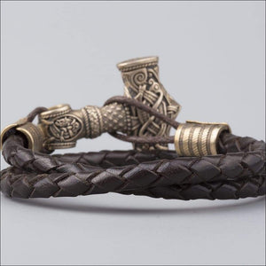 Thor’s Hammer Bracelet With Viking Beads Bronze - Northlord-PK