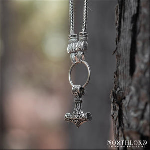 Thor’s Hammer Chain Necklace Hugin and Munin Stainless Steel - Northlord