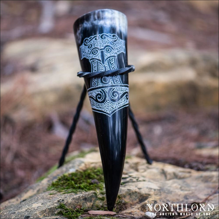 Thor’s Hammer Drinking Horn Engraved - Northlord