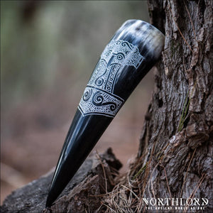 Thor’s Hammer Drinking Horn Engraved - Northlord