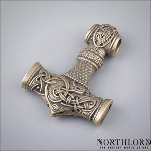 Thor’s Hammer Necklace With Jormungandr Bronze - Northlord-PK