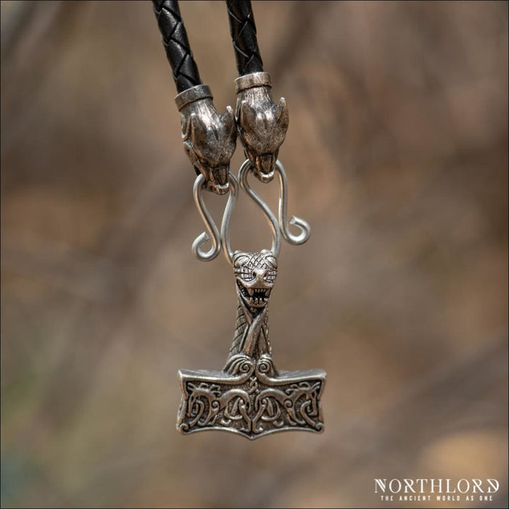 Thor’s Hammer Necklace Oseberg Ship Motif Pewter - Northlord