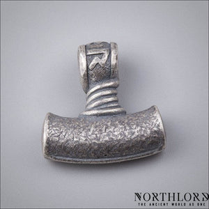 Thor’s Hammer Necklace With Runes Silvered Bronze - Northlord-PK