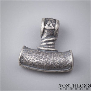 Thor’s Hammer Necklace With Runes Silvered Bronze - Northlord-PK