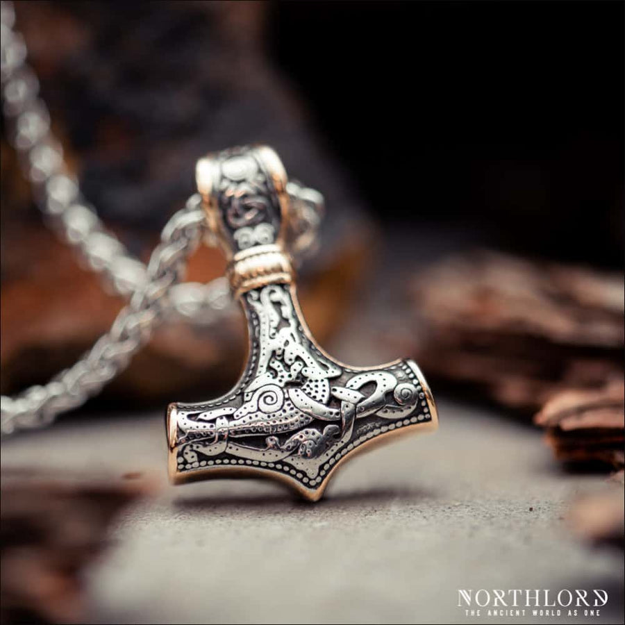 Thor’s Hammer Pendant Necklace Gold Gilt Stainless Steel - Northlord