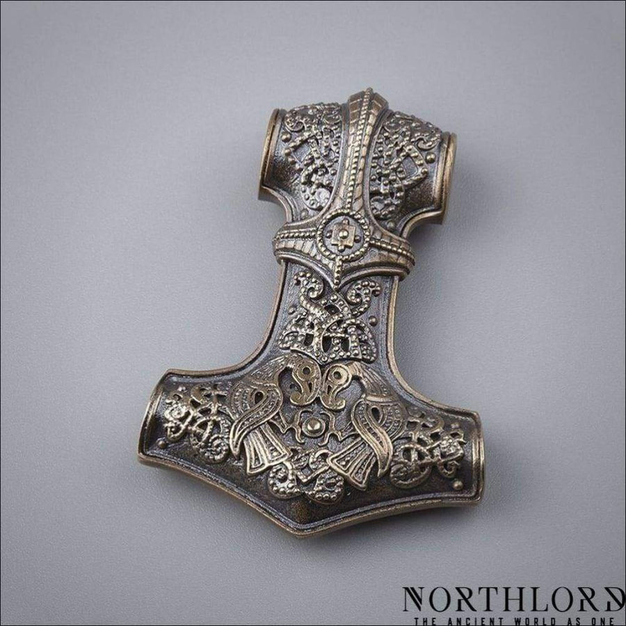 Thor’s Hammer Pendant Necklace Huggin and Munnin Bronze - Northlord-PK