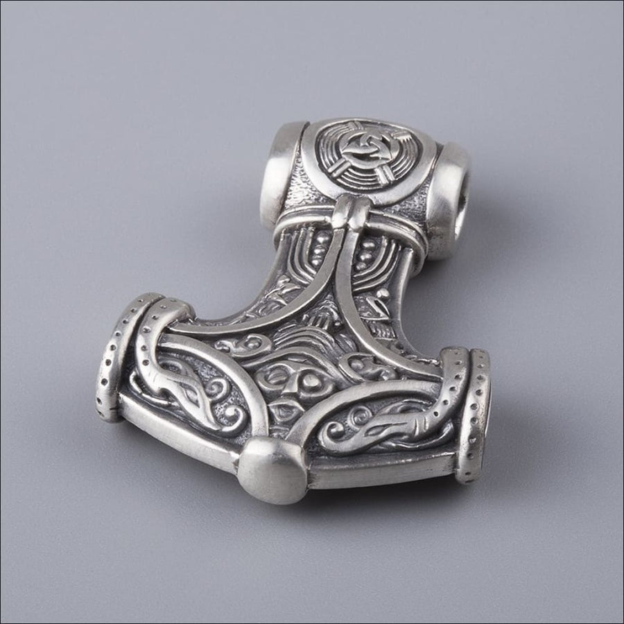 Thor’s Hammer Pendant With Odin and Ravens Sterling Silver - Northlord-PK