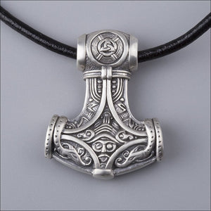 Thor’s Hammer Pendant With Odin and Ravens Sterling Silver - Northlord-PK