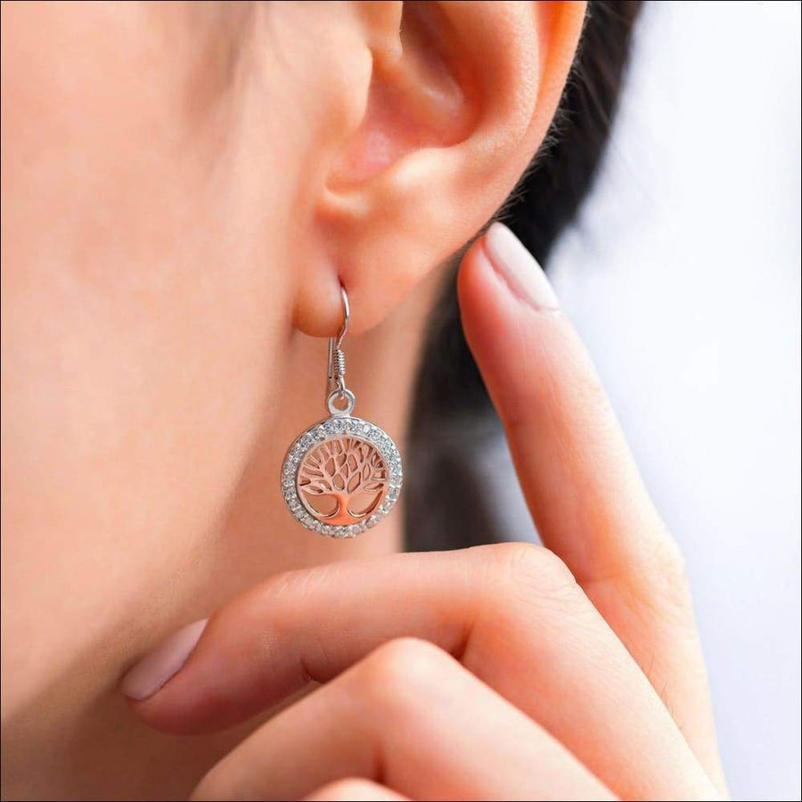 Tree Of Life Earrings Rose Gold With Cubic Zirconia - Northlord