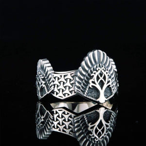 Unique Handcrafted Yggdrasil Ring Sterling Silver - Northlord-VK
