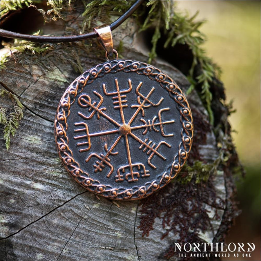 Unique Vegvisir Viking Pendant Oxidized Bronze - Northlord