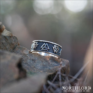 Valknut Band Ring Sterling Silver - Northlord