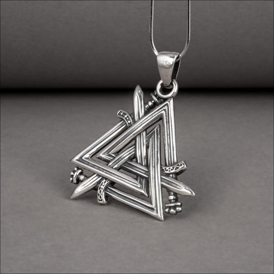Valknut Pendant With Swords Sterling Silver - Northlord-VK