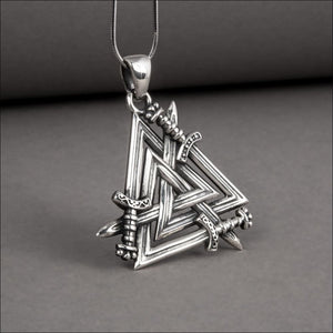 Valknut Pendant With Swords Sterling Silver - Northlord-VK