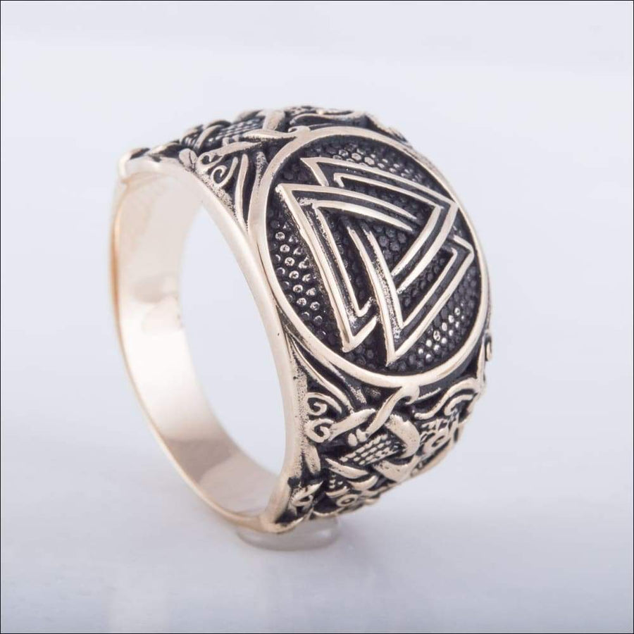 Valknut Ring With Mammen Art Bronze - Northlord-VK