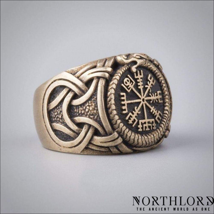 Vegvisir With Jormungandr Viking Ring Bronze - Northlord-PK