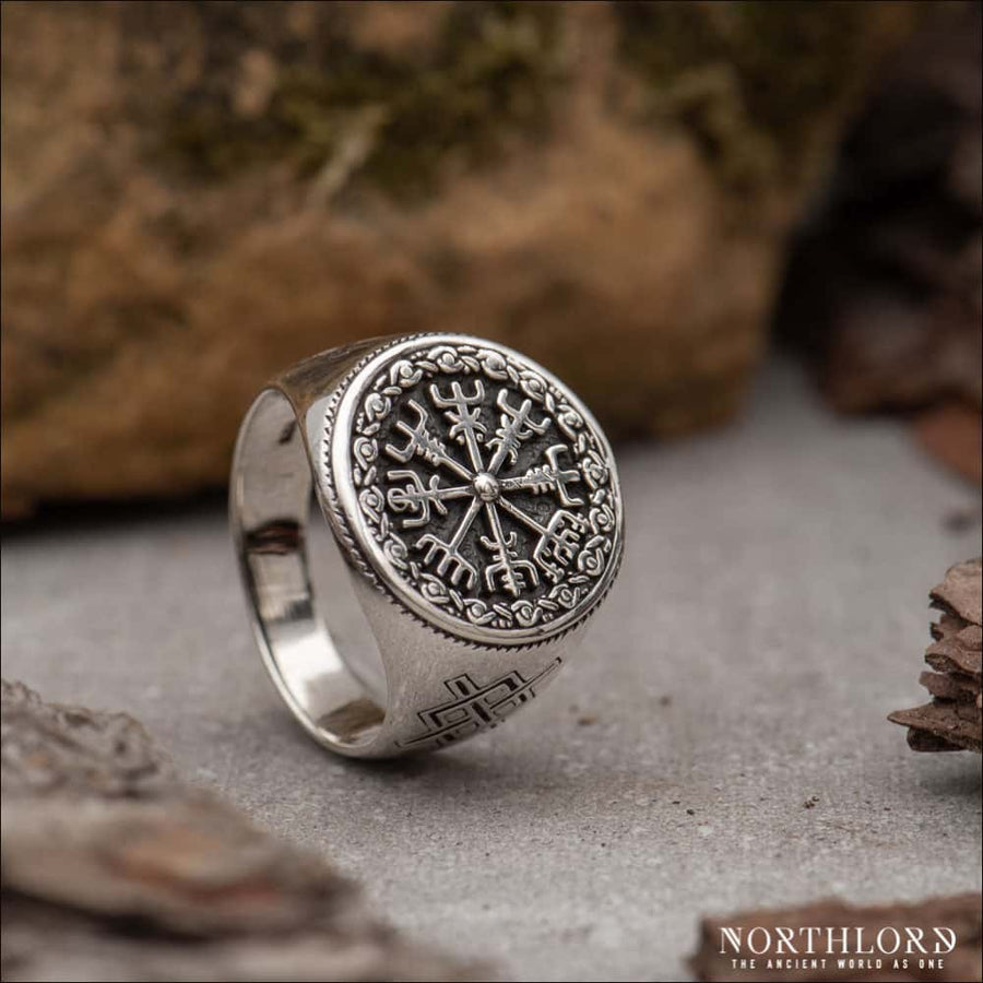 Vegvisir Ring With Magical Staves Sterling Silver - Northlord