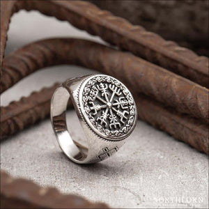 Vegvisir Ring With Magical Staves Sterling Silver - Northlord