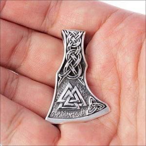 Viking Axe Pendant With Valknut Double Sided Sterling Silver - Northlord